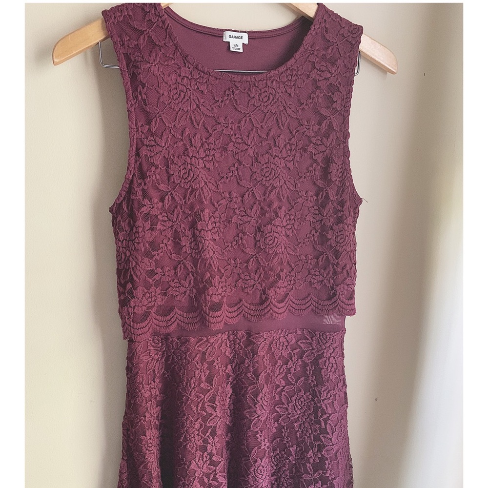 Garage Sheer Lace Fit & Flare Dress, Sz M